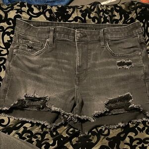 American Eagle Outfitters Black Distressed Jean Shorts